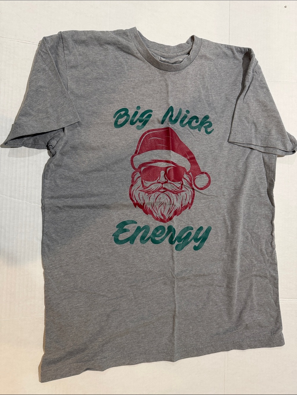 Big Nick Energy Graphic Tee - Gray with Red & Green Print